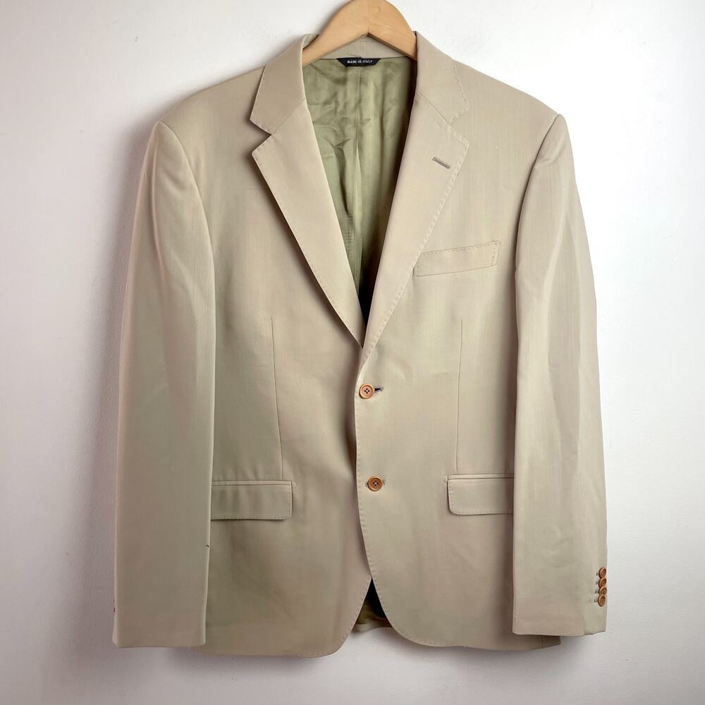 Vintage‎ Piattelli Barney’s New York Zignone Italian Wool Blazer 40R Harry Beige